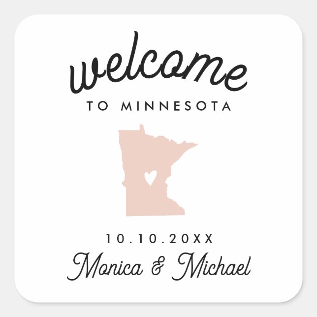 MINNESOTA State Destination Wedding ANY COLOR  Square Sticker (Front)