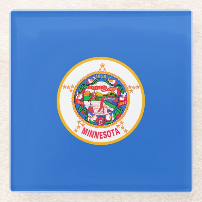 Minnesota State Flag Design Decor Glass Coaster (Front)