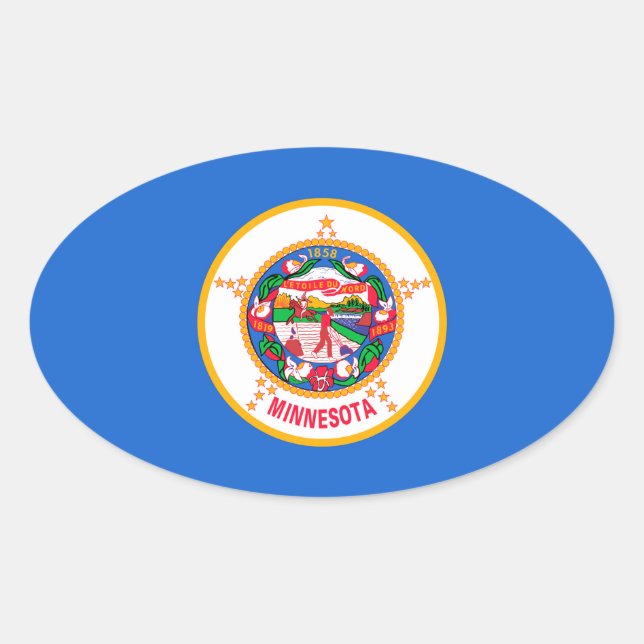 Minnesota State Flag Design Oval Sticker (Front)