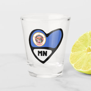 Minnesota State Flag In Heart, MN Shot Glass