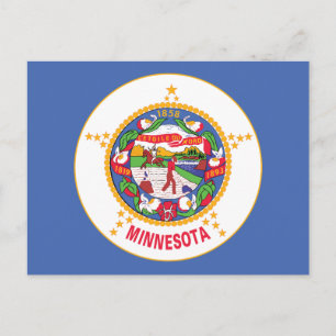 Minnesota State Flag Land of 10000 Lakes Seal Postcard