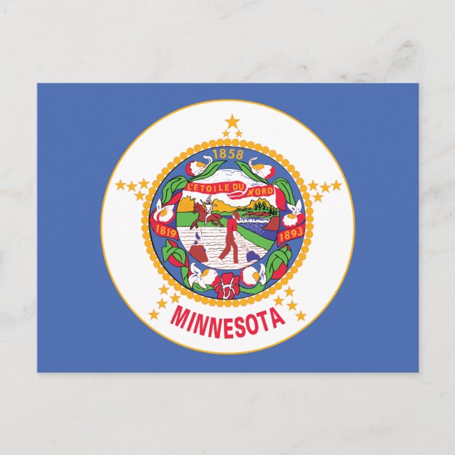 Minnesota State Flag Land of 10000 Lakes Seal Postcard (Front)