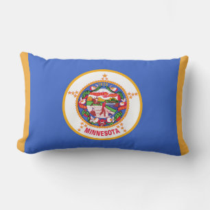 Minnesota State Flag Print Patriotic Lumbar Cushion