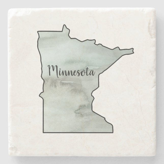 Minnesota State Illustration Stone Coaster (Front)