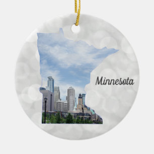 Minnesota State Map Ceramic Tree Decoration