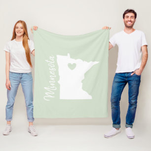 Minnesota state map love home fleece blanket