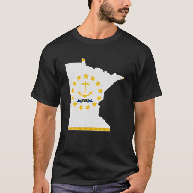 MINNESOTA STATE MAP RHODE ISLAND RI Flag Roots Men T-Shirt (Front)