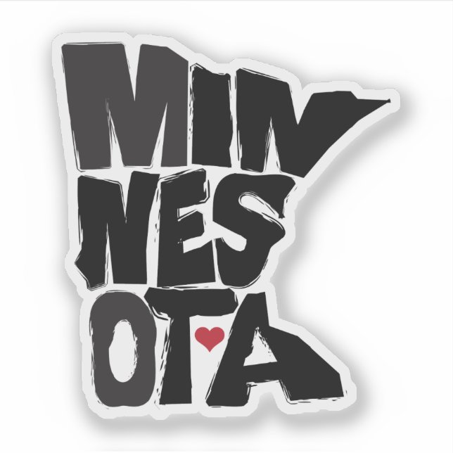 Minnesota State Map Typographic with Heart (Front)