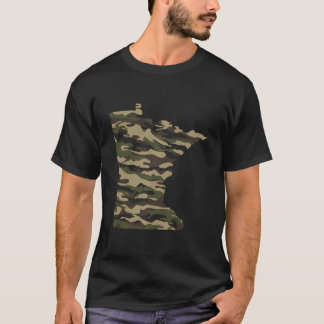 Minnesota State Outline Deer Hunter Camo T-Shirt
