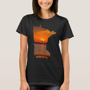 Minnesota State Outline Grand Marais Sunset 2 T-Shirt