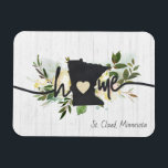Minnesota State Personalised Your Home City Rustic Magnet<br><div class="desc">Minnesota State Personalised Your Home City Rustic Chic Floral Design. With pretty watercolor yellow and cream white flowers, paint brush strokes, cute heart shape, chic white wood texture, and trendy brushed script font. Makes a great gift for any Minnesota Home State person, family members, for her, Wife, Friends, Mothers, and...</div>