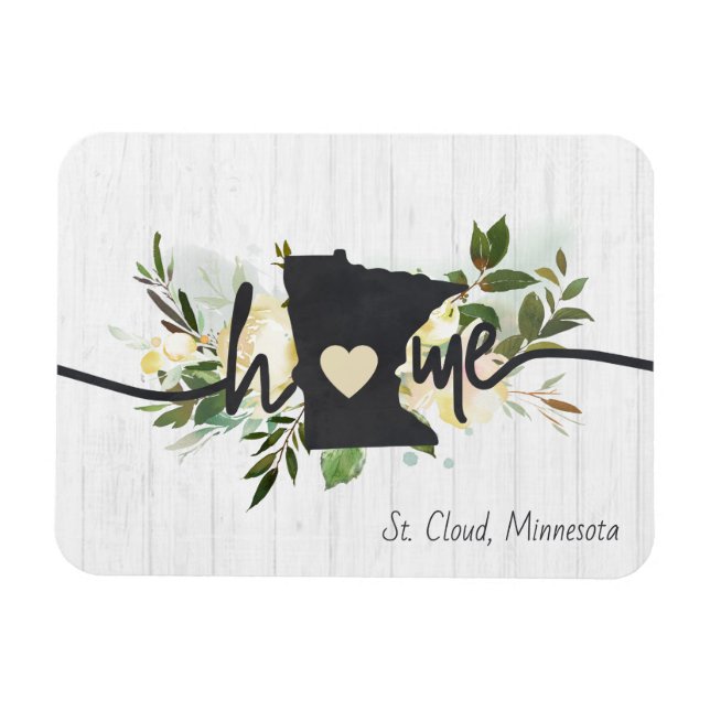 Minnesota State Personalised Your Home City Rustic Magnet (Horizontal)