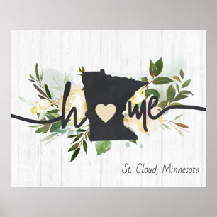 Minnesota State Personalised Your Home City Rustic Poster