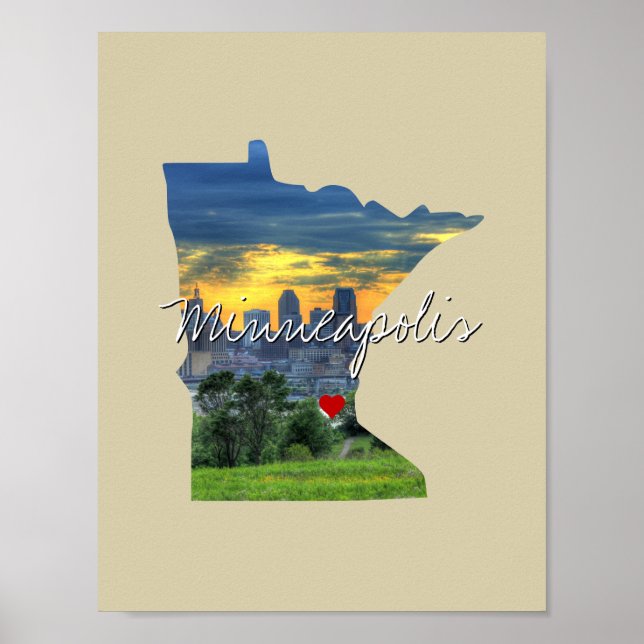 Minnesota State Photo insert and town name Poster (Front)