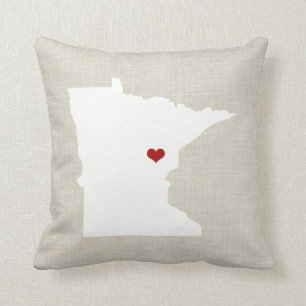 Minnesota State Pillow Faux Linen Personalised