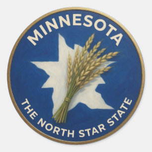 Minnesota State Pride Grain Emblem 🌾 Classic Round Sticker