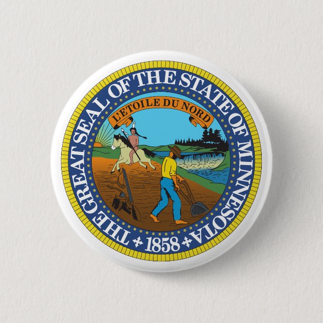 Minnesota State Seal 6 Cm Round Badge (Front)