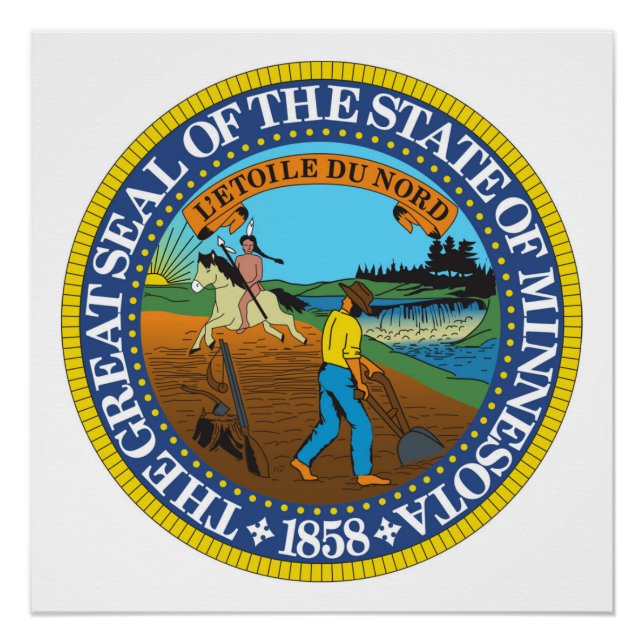 Minnesota state seal america republic symbol flag poster (Front)