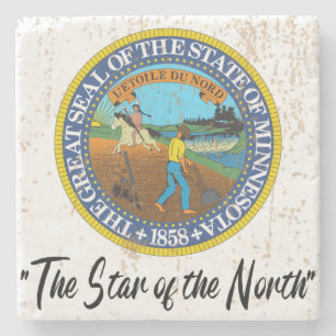 Minnesota State Seal and Motto - Stone Coaster