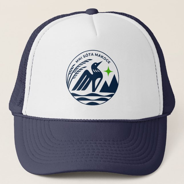 Minnesota State Seal in Timberwolves Colours Trucker Hat (Front)