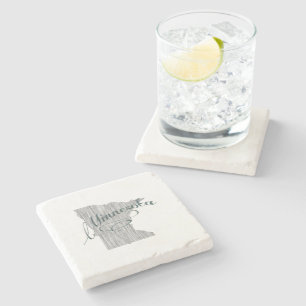 Minnesota State Typography Stone Coaster