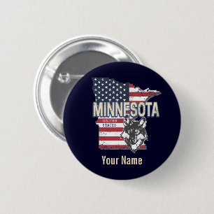 Minnesota State United States Map Vintage USA 6 Cm Round Badge