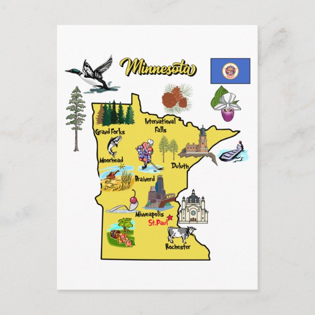 Minnesota state, USA, major cities Postcard (Front)