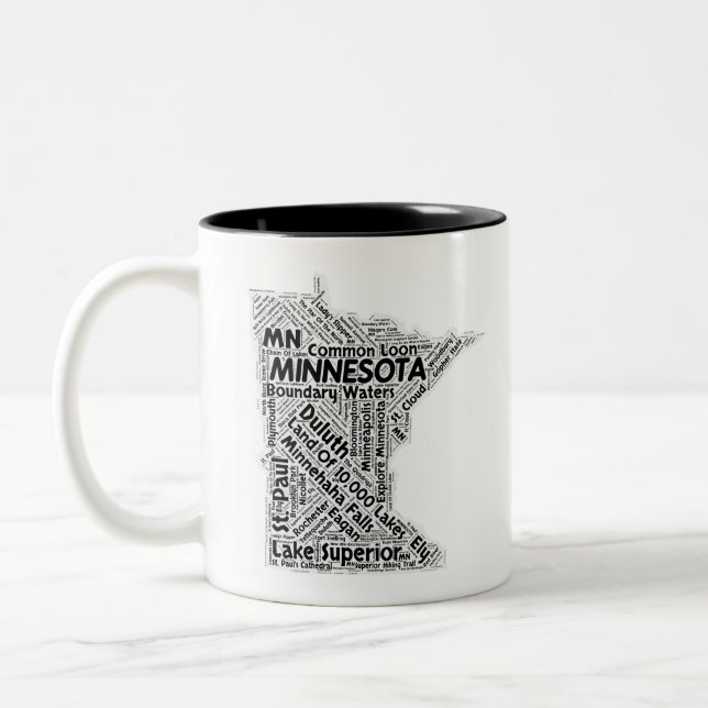 Minnesota State Word Cloud Two-Tone Coffee Mug (Left)