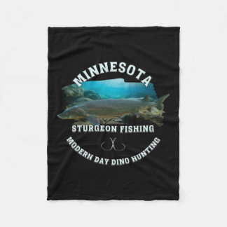 Minnesota Sturgeon Fishing Modern Day Dino Hunting Fleece Blanket