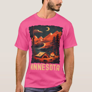 Minnesota Sunset Retro 70S Vintage Hiking Camping T-Shirt