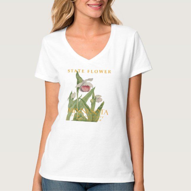 Minnesota Territory Flower Pink-and-white Orchid T-Shirt (Front)