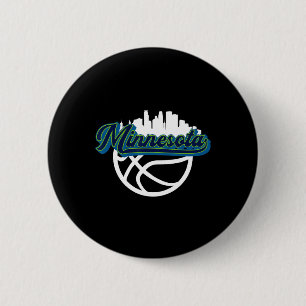 Minnesota Vintage Bysketbyll Script City Skyline F 6 Cm Round Badge