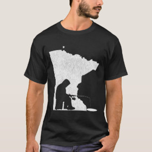 Minnesota Vintage Ice Fishing State Map Hoodie T-Shirt