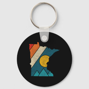 Minnesota Vintage State Map Mountains Hiking Pride Key Ring