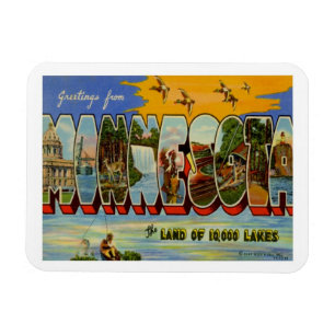 Minnesota Vintage Travel Magnet