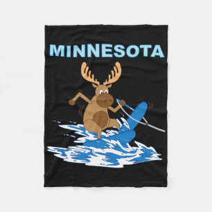 Minnesota Water Skiing Moose Moose Lake Vacation Fleece Blanket