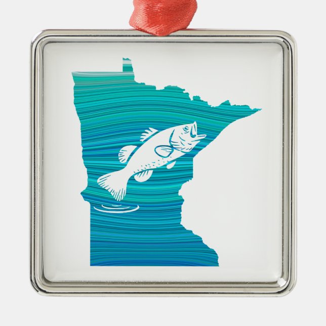 Minnesota Wave Fishing Metal Tree Decoration (Front)