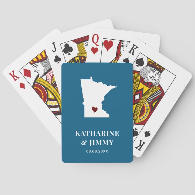 Minnesota Wedding Favour Deck of Cards, State Map Playing Cards (Back)