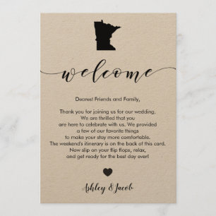 Minnesota Wedding Welcome Letter & Itinerary Card