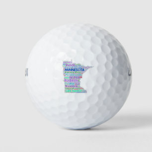 Minnesota Word Cloud Golf Balls