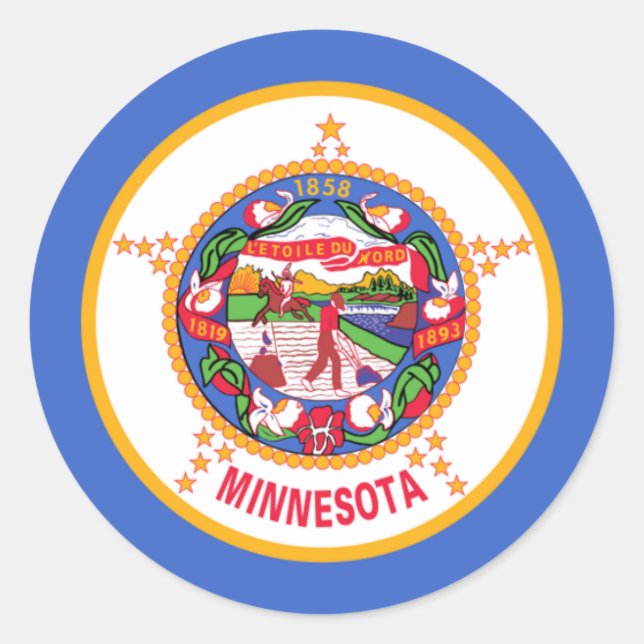 Minnesotan Flag, Flag of Minnesota Classic Round Sticker (Front)