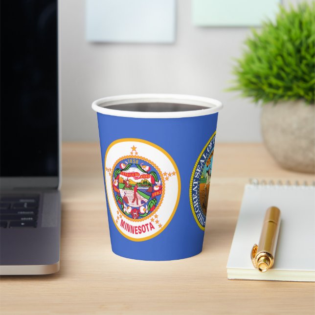 Minnesotan Flag & Seal, Flag of Minnesota Paper Cups (Insitu)