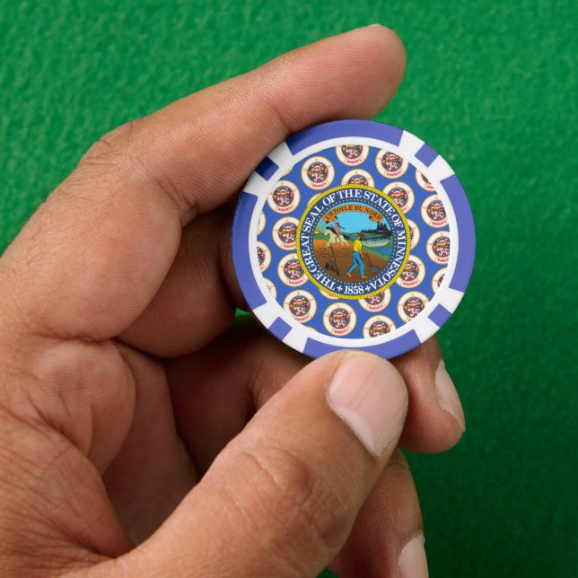 Minnesotan Flag & Seal, Minnesota Poker Chips (Hand)