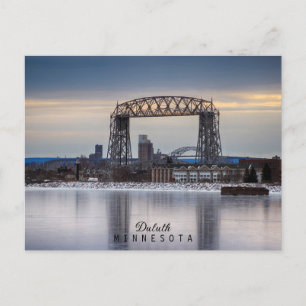 Minnesota's Aerial Lift Bridge and Icy Reflection Postcard