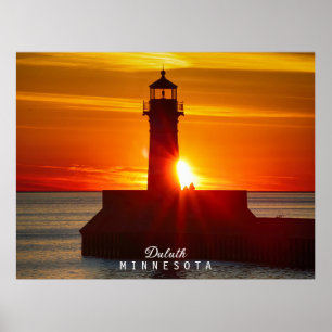 Minnesota's Lighthouse and Sunrise Poster