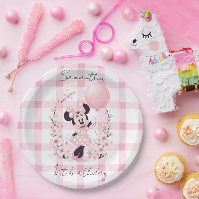 Minnie Mouse Editable name paper plates (Party)