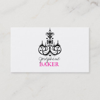 minniemay chandelier+ ombre hearts black and pink business card
