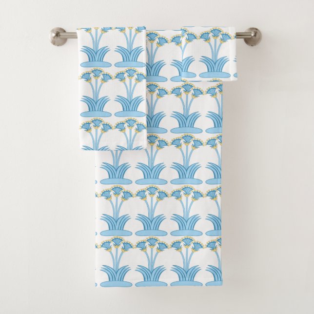 Minoan lilies aqua buttercup Bath Towel Set (Insitu)