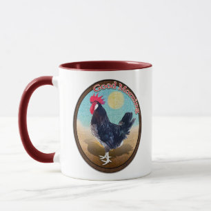 Minorca Rooster Good Morning Vintage Oval Mug