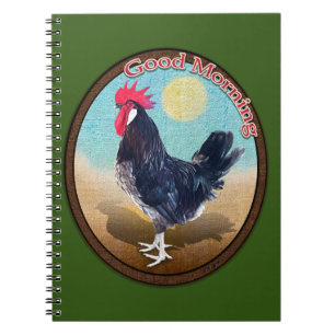 Minorca Rooster Good Morning Vintage Oval Notebook